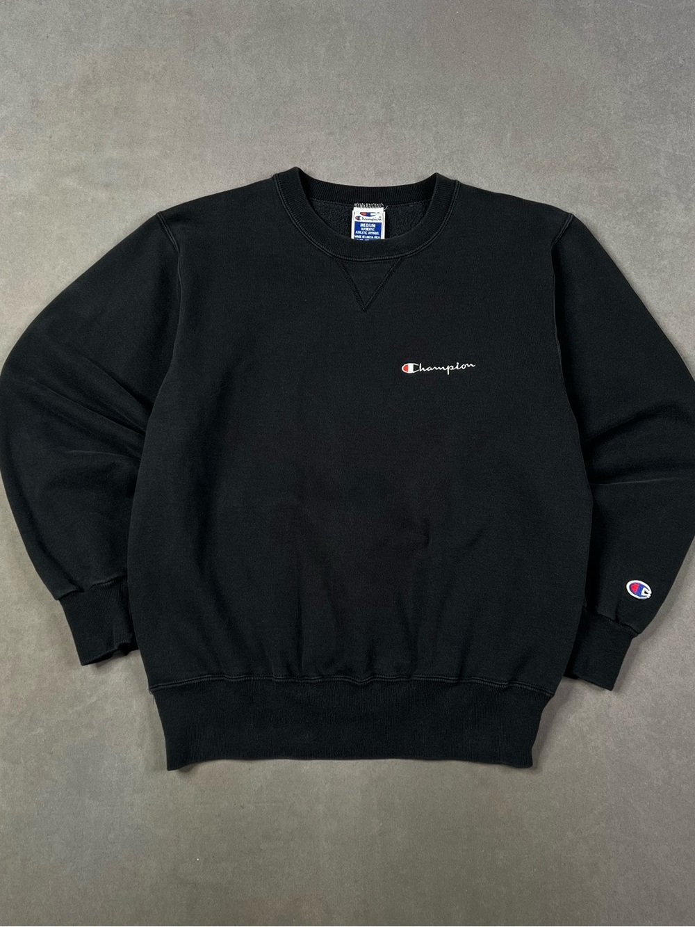 Champion Black Crewneck Sweatshirt with Script Logo